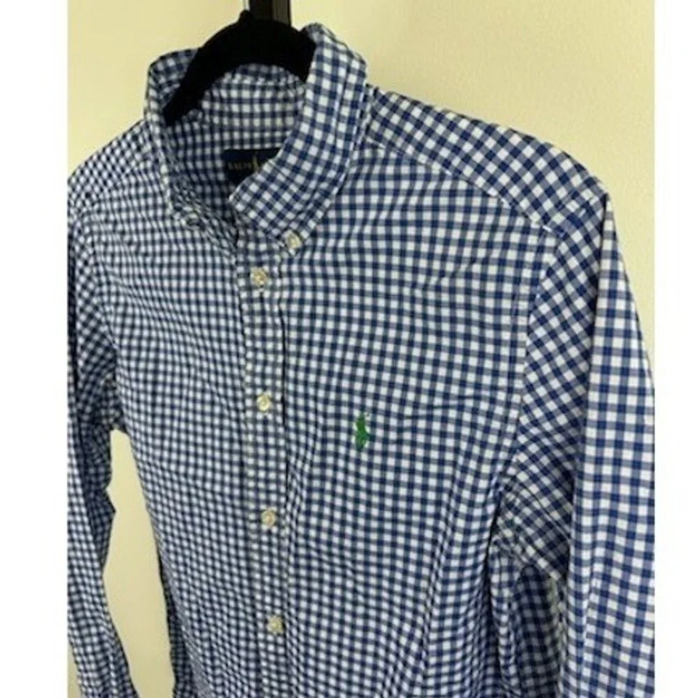 Ralph Lauren Boys Size XL (18-20) Gingham Plaid‎ Long Sleeve Button Down Shirt